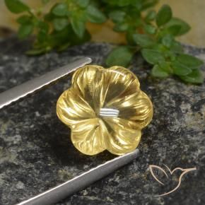 Citrino Giallo miele naturale da 2.64 ct, Taglio a fiore, Trasparente
