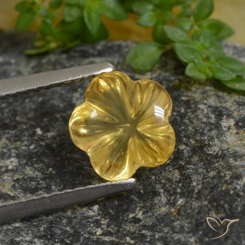 1.67ct Naturale Giallo intenso Citrino, Taglio a fiore, Trasparente