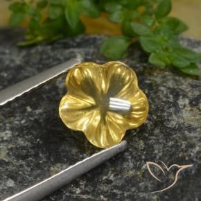 Citrino Giallo intenso naturale da 1.67 ct, Taglio a fiore, Trasparente