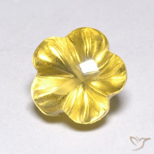 Citrino Giallo medio naturale da 2.38 ct, Taglio a fiore, Trasparente