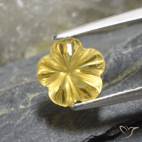 2.19ct Naturale Giallo dorato chiaro Citrino, Taglio a fiore, Trasparente