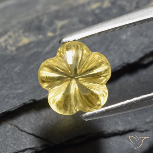 2.11ct Naturale Giallo dorato chiaro Citrino, Taglio a fiore, Trasparente