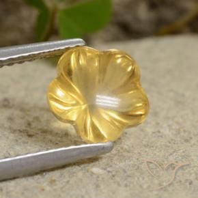 Citrino Giallo miele naturale da 1.76 ct, Taglio a fiore, Trasparente