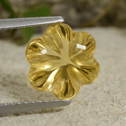 3.48ct Naturale Giallo intenso Citrino, Taglio a fiore, Trasparente