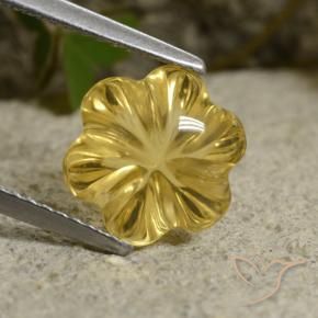 Citrino Giallo intenso naturale da 3.48 ct, Taglio a fiore, Trasparente