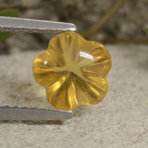 1.61ct Naturale Giallo miele Citrino, Taglio a fiore, Trasparente