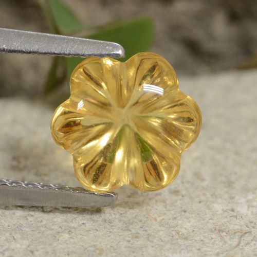 1.76ct Naturale Giallo intenso Citrino, Taglio a fiore, Trasparente
