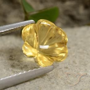Citrino Giallo intenso naturale da 1.76 ct, Taglio a fiore, Trasparente