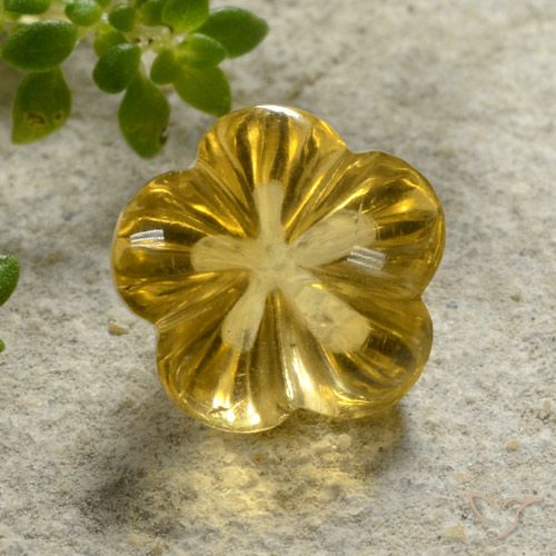 2.18ct Naturale Giallo intenso Citrino, Taglio a fiore, Trasparente