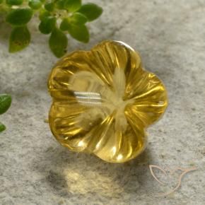 Citrino Giallo intenso naturale da 2.18 ct, Taglio a fiore, Trasparente