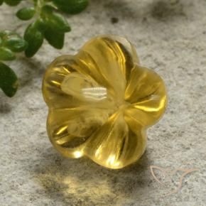 Citrino Giallo miele naturale da 2.52 ct, Taglio a fiore, Trasparente