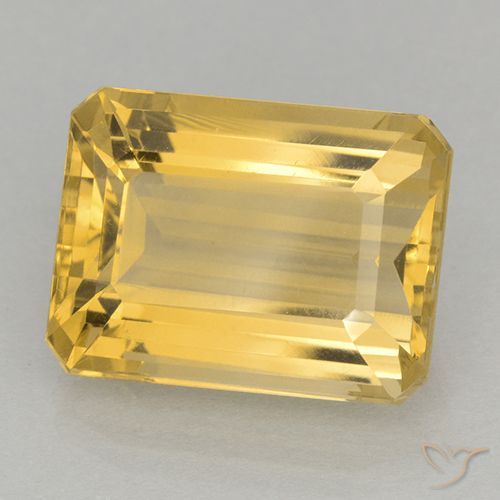 12.21ct Naturale Dorato medio Citrino, Taglio smeraldo, VVS