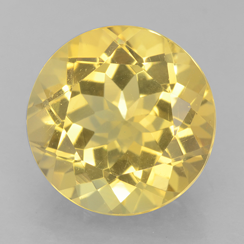 Citrino naturale giallo da 6,15 ct, taglio rotondo, VVS