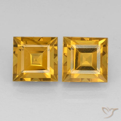 5.00ctw Naturale Dorato scuro Citrino, Quadrato, VVS-VS
