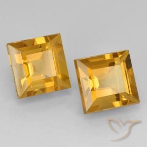 Gemme di Citrino Arancio Dorato Profondo naturale da 4.91 ct, Quadrato, VVS-VS