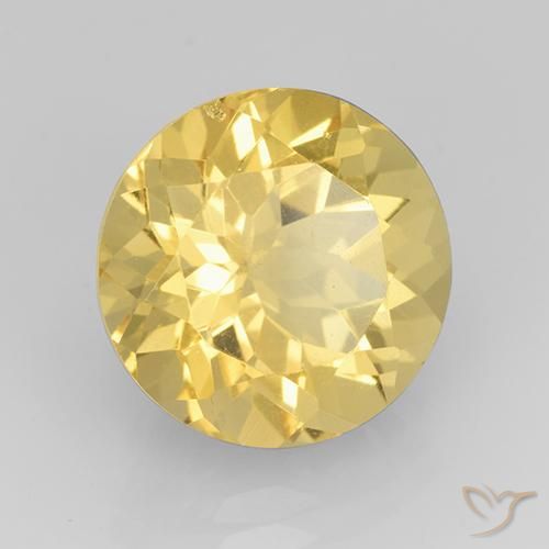 Citrino Giallo medio naturale da 7.66 ct, Rotondo, VVS-VS