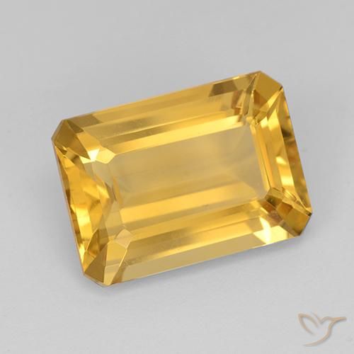 7.28ct Naturale Dorato medio Citrino, Taglio smeraldo, VVS