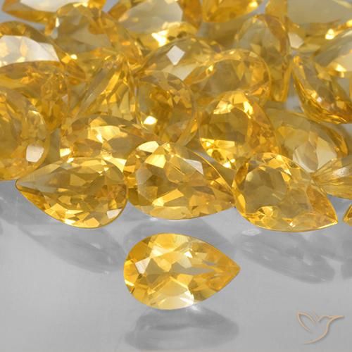 Citrino Arancio dorato naturale da 0.73 ct, Forma a pera, VVS-VS