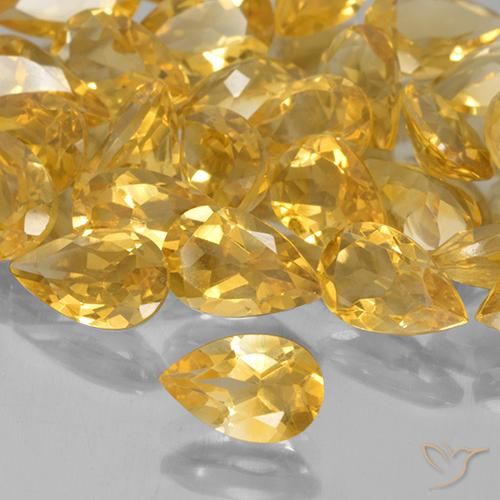Citrino Arancio dorato naturale da 0.73 ct, Forma a pera, VVS-VS