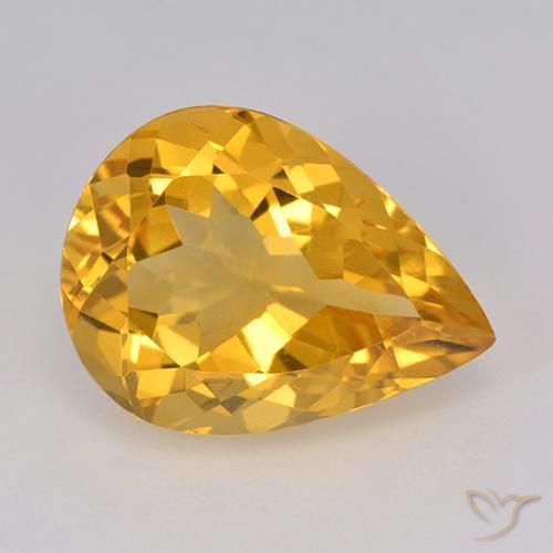7.63ct Naturale Arancio Dorato Profondo Citrino, Forma a pera, VVS-VS