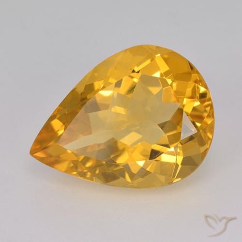 Citrino Arancio Dorato Profondo naturale da 7.63 ct, Forma a pera, VVS-VS