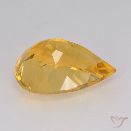Citrino Arancio Dorato Profondo naturale da 7.63 ct, Forma a pera, VVS-VS