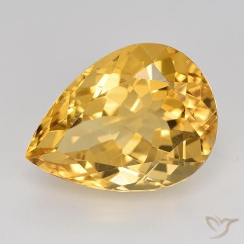 8.81ct Naturale Dorato medio Citrino, Forma a pera, VVS-VS