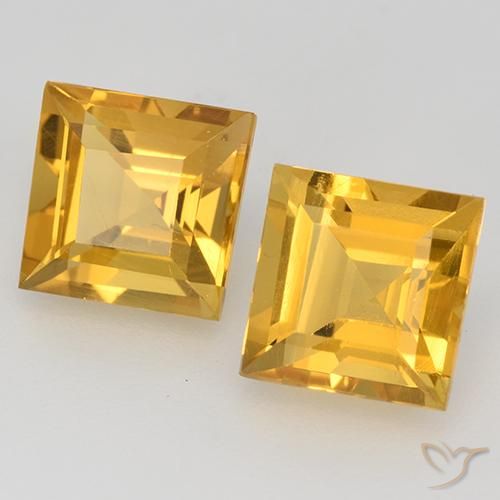 Gemme di Citrino Arancio Dorato Profondo naturale da 3.32 ct, Quadrato, VVS-VS