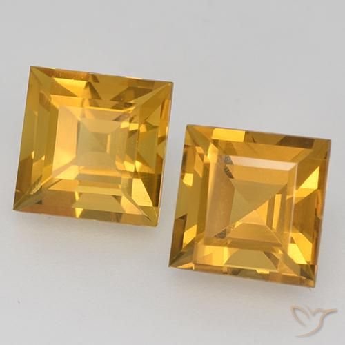 Gemme di Citrino Arancio Dorato Profondo naturale da 3.44 ct, Quadrato, VVS-VS