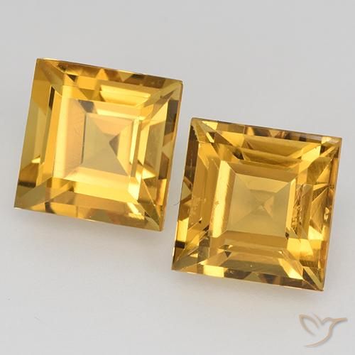 Gemme di Citrino Dorato scuro naturale da 3.32 ct, Quadrato, VVS-VS