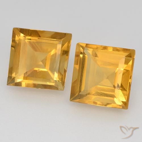 Gemme di Citrino Arancio-Oro naturale da 2.95 ct, Quadrato, VS
