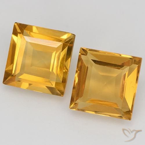Gemme di Citrino Arancio Dorato Profondo naturale da 3.26 ct, Quadrato, VVS-VS