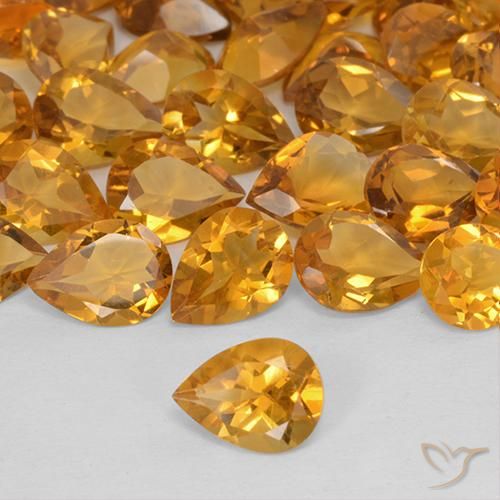 Citrino Arancio Medio naturale da 0.93 ct, Forma a pera, VVS-VS
