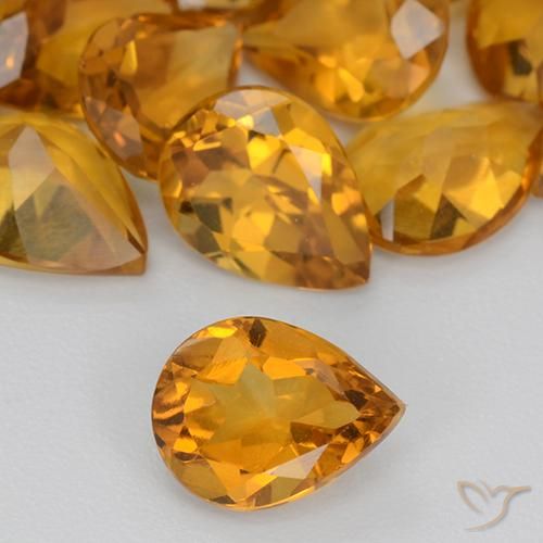 Citrino Arancio intenso-OroG naturale da 0.87 ct, Forma a pera, VS