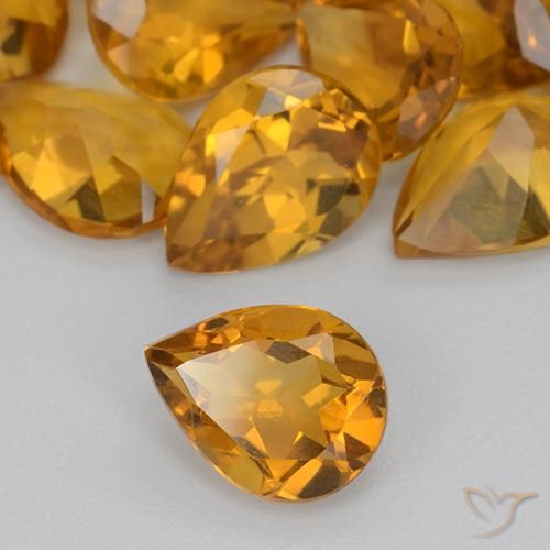 Citrino Arancio intenso-OroG naturale da 0.87 ct, Forma a pera, VS