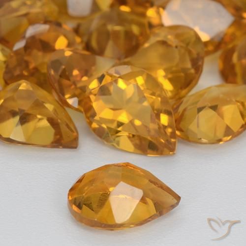 Citrino Arancio intenso-OroG naturale da 0.87 ct, Forma a pera, VS
