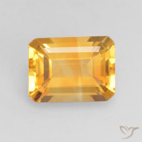 1.39ct Naturale Arancio Dorato Profondo Citrino, Taglio smeraldo, VVS-VS