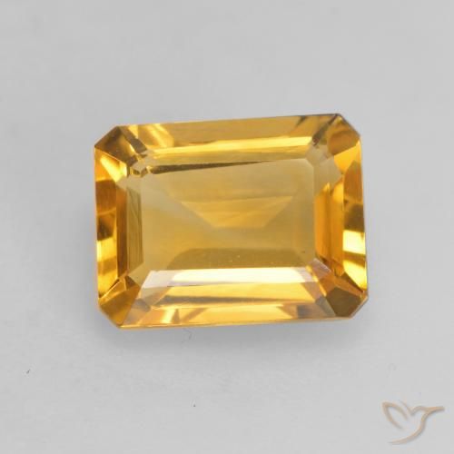 1.45ct Naturale Arancio dorato Citrino, Taglio smeraldo, VVS-VS