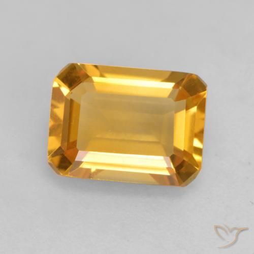 1.52ct Naturale Arancio Dorato Profondo Citrino, Taglio smeraldo, VVS-VS