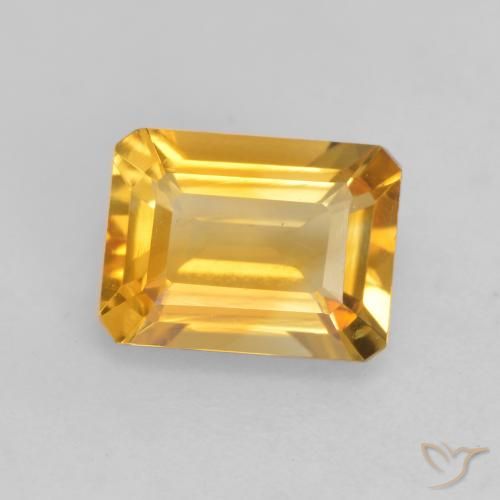 1.44ct Naturale Arancio Dorato Profondo Citrino, Taglio smeraldo, VVS-VS