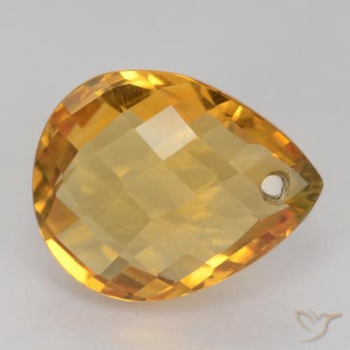 Citrino Dorato scuro naturale da 3.39 ct, Forma a pera, VVS-VS