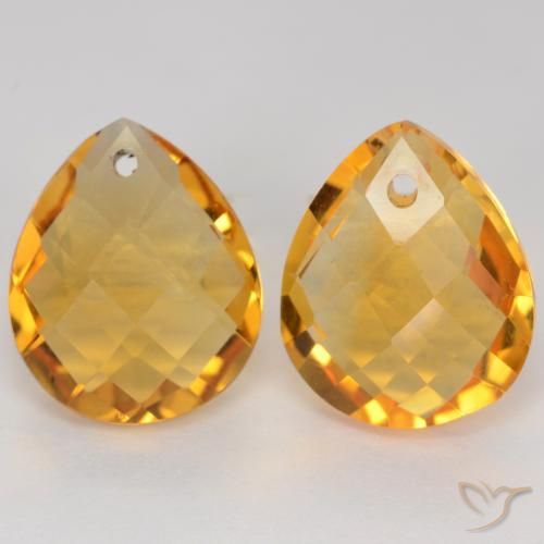 7.39ctw Naturale Arancio Dorato Profondo Citrino, Forma a pera, VVS-VS