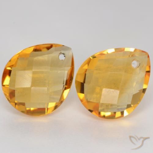 Gemme di Citrino Arancio Dorato Profondo naturale da 7.39 ct, Forma a pera, VVS-VS