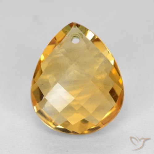 3.85ct Naturale Arancio Dorato Profondo Citrino, Forma a pera, VVS-VS