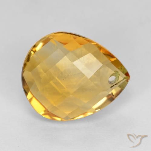 Citrino Arancio Dorato Profondo naturale da 3.85 ct, Forma a pera, VVS-VS