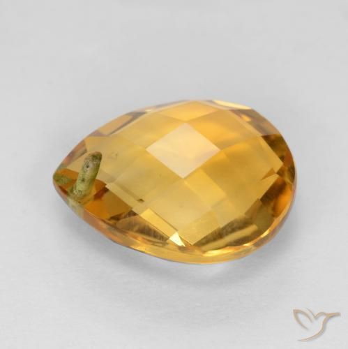 Citrino Arancio Dorato Profondo naturale da 3.85 ct, Forma a pera, VVS-VS