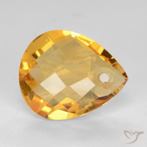 Citrino Arancio Dorato Profondo naturale da 3.54 ct, Forma a pera, VVS-VS