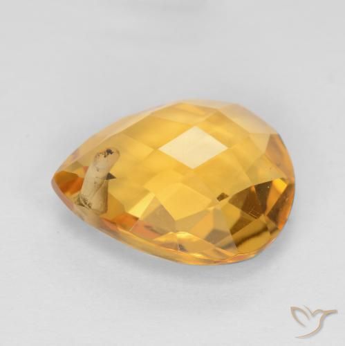 Citrino Arancio Dorato Profondo naturale da 3.54 ct, Forma a pera, VVS-VS