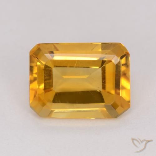 1.20ct Naturale Arancio Dorato Profondo Citrino, Taglio smeraldo, VVS-VS