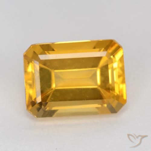 1.37ct Naturale Arancio-Oro Citrino, Taglio smeraldo, VVS-VS